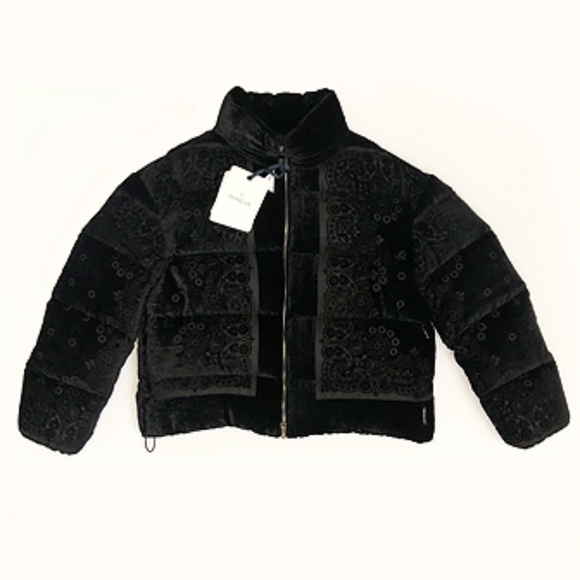 Moncler Labbe Printed Velvet Puffer Coat - Picture 6 of 14